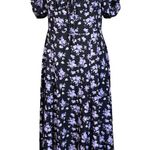 Y2K Milkmaid Babydoll Midi Dress Women's Large Black Floral Whimsigoth Fairy Photo 0
