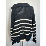 La Ligne x Target  Collaboration Cable Knit Black & White Striped Quarter Zip 2X Photo 1