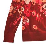 Lands' End  Floral Cardigan Sweater Maroon Pink XL Photo 5