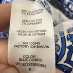 Milly Blue White Tile Print Sleeveless V Neck Fit Flare Dress Size 8 Photo 4