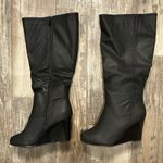 Journee Collection Black Wedge Knee-High Boots Size 8 WC Photo 1