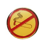 NO SMOKING Vintage Button Pin Enamel Badge Brooch 1/2" Crossed Out Cigarette Photo 2
