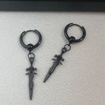 Dagger Dangle Drop Earrings for Men Women Streetwear Punk Hip Hop Unisex Style Black Photo 3
