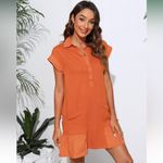 EsheSy Women's Button Down Dress Short Sleeve Patchwork Mini Dress with Pockets Photo 1