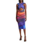 Farai London Arabella Halter Neck Cutout Dress Sunset Dream Womens Size Medium Photo 12