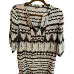 Michael Stars Olive Green Patterned Silk Shirt Mini Dress Photo 0