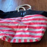 Victoria's Secret Victoria’s Secret Pink White Striped Rope Handle Tote Bag Photo 0