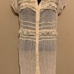 Cream Lace Frilly Tunic Blouse White Size M Photo 1