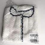 J.Crew NWT Short-sleeve Crochet Cardigan Sweater Ivory Ant Navy Crochet Photo 3