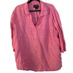 Tahari  Pink 3/4 Sleeve 100% Linen Blouse Women's Size 2X Photo 0