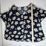CHAPS  Floral Blouse Size 3X Navy Lightweight Boho Stretch Office Comfy Boho Photo 9
