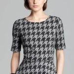 Theory  XS‎ Petite Houndstooth Peplum Blouse Metallic Gray Black Academia 2000s Photo 0