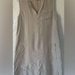 Theory  Wandu Cream / Tan 100% Silk, Sleeveless Shift Dress, Pockets; size 0 Photo 0