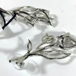 Oscar de la Renta NWT  Floral Bouquet Drop Earrings Silver Color Photo 8