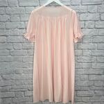 Vintage 50/60s Pink Button Front Nylon Robe Size S Floral Lace Ruffle 41" long Photo 5