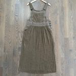 carole little Vintage Overall Dress in Brown Gauze with Tan Stitching 12P / L Photo 4