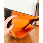 CELINE Soft Calfskin Leather Shoulder Bag & Pouch Set Mellow Orange Black Photo 4