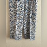 ZARA  Wide Leg Paisley Print Pants Linen Blend Blue White M Photo 13