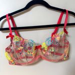 Agent Provocateur Zuri lace mesh floral embroidery plunge underwire bra US 36D Red Size undefined Photo 5