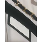 Saint Germain Women's Long Sleeve Button Front White‎ Black Gold Chain Blouse L White Size L Photo 5