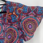 Judith March  Colorful Print Open Duster Cardigan size S Festival Boho Retro Photo 6