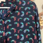 Loft Womens Peacock Print Long Sleeve Button Front Blouse Size Large Petite Photo 3