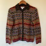 Vintage NorthStyle Multi Color Zip Front Cardigan Size Medium Black Photo 0