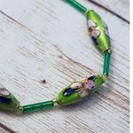 Vintage Green Flower Beads Bracelet Photo 2