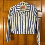Levi Strauss & Co Blue & White Stripe Jean Jacket Sz Lg Photo 0