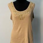 Ruby Rd . Sleeveless Tank Top Ribbed Scoop Neck embellished neck Size 1X plus Photo 0