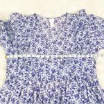 H&M  Purple‎ White Floral Print Cotton Dress V-Neck Ruffle A-Line Size Medium Photo 7
