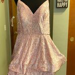 Pink Spaghetti strap fuzzy sequins tiered prom dress size 20 Fairycore princess Photo 0