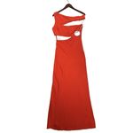 STAUD Prismatic Dress with cut-out Side Slit Off Shoulder Papaya Orange Size 6 Photo 3