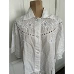 Madewell  Short Sleeve Collared Embroidered Lace Button-Up Shirt White Size M Photo 1