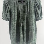 Loft Olive Green Floral Flower Print Blouse Shirt Top Short Sleeve Size Small Photo 0