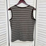 Covington Striped Ribbed Knit Tank Top Brown White Medium Stretchy Photo 6