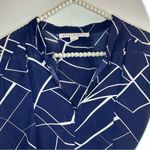 Loyal Hana Cybelle Tunic Blouse Nursing Breastfeeding Tunic Geometric Navy Blue Size L Photo 4