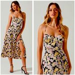 ASTR New! Gala Floral Bustier Cross Strap Midi Dress Black Floral Medium $138 Photo 4