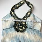 Babydoll Y2K Halter Neck Backless Ball Gown Printed Empire Line Dress Blue Size 10 Photo 12