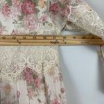 Ark & Co Floral Dress Women Small Ivory Pink Lace Bell Sleeve Feminine Coquette Photo 6