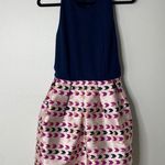 Hutch Anthropologie Blue Fit & Flare Metallic Arrowhead Short Mini Dress Size 8 Photo 2