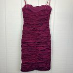 Ariella Burgundy Crinkled Ruched Straight Bodycon Dress Spaghetti Strap S Photo 2