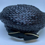 Vintage Union Made Blue Hat with Blue & Cream Bow Size 23 Photo 0