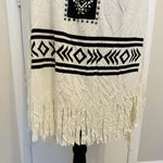 Vocal Cross Rhinestone Fringe Open Front Long Vest White M Photo 5