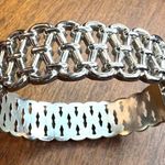 Boutique Hinged Woven Cuff Bracelet Statement Jewelry Silver Photo 1