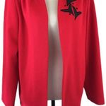 Vintage 70s Lady Graff Red Felt Blazer Jacket Appliqué Black Design L Size L Photo 0