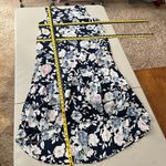 J. Jill Midi‎ Dress PM Navy Blue Floral Shift Ruffle High Low Hem Petite Medium Size undefined Photo 1