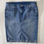 MOTHER THE PEG STEP FRAY SKIRT IN AFTER ALL THESE YEARS HI LOW RAW HEM SZ 29/LG Blue Photo 6