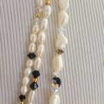 Freshwater Pearl Onyx Crystal Gold Black Aurora Borealis Bead Set Of 3 Necklaces Photo 2