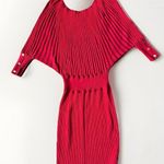 Cache  Women's Sweater Dress Size M Red Bodycon Ribbed  Sheath Boat‎ Neck Photo 4